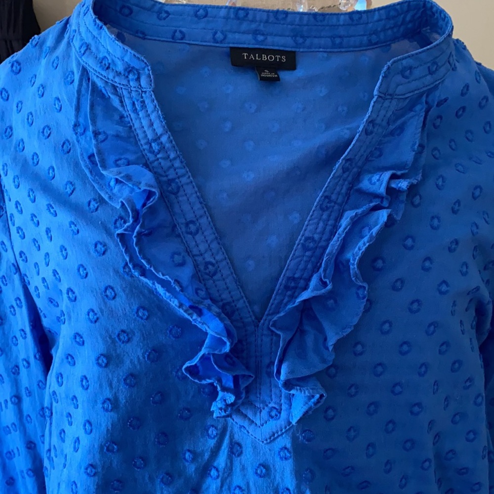 Talbots Clip Dot Ruffle Tunic S - Picture 3 of 12